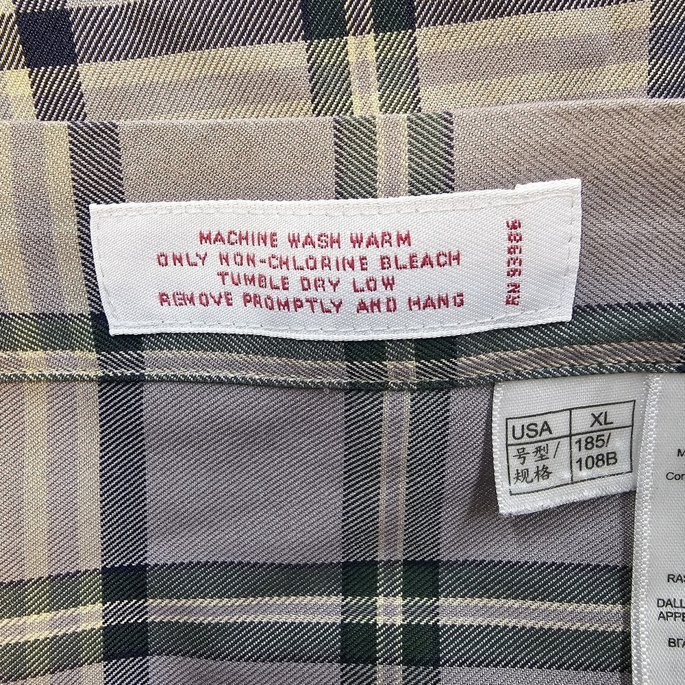 Brooks Brothers Mens XL Plaid Button Down Shirt 100% Cotton Non Iron Gray Green - Picture 3 of 8